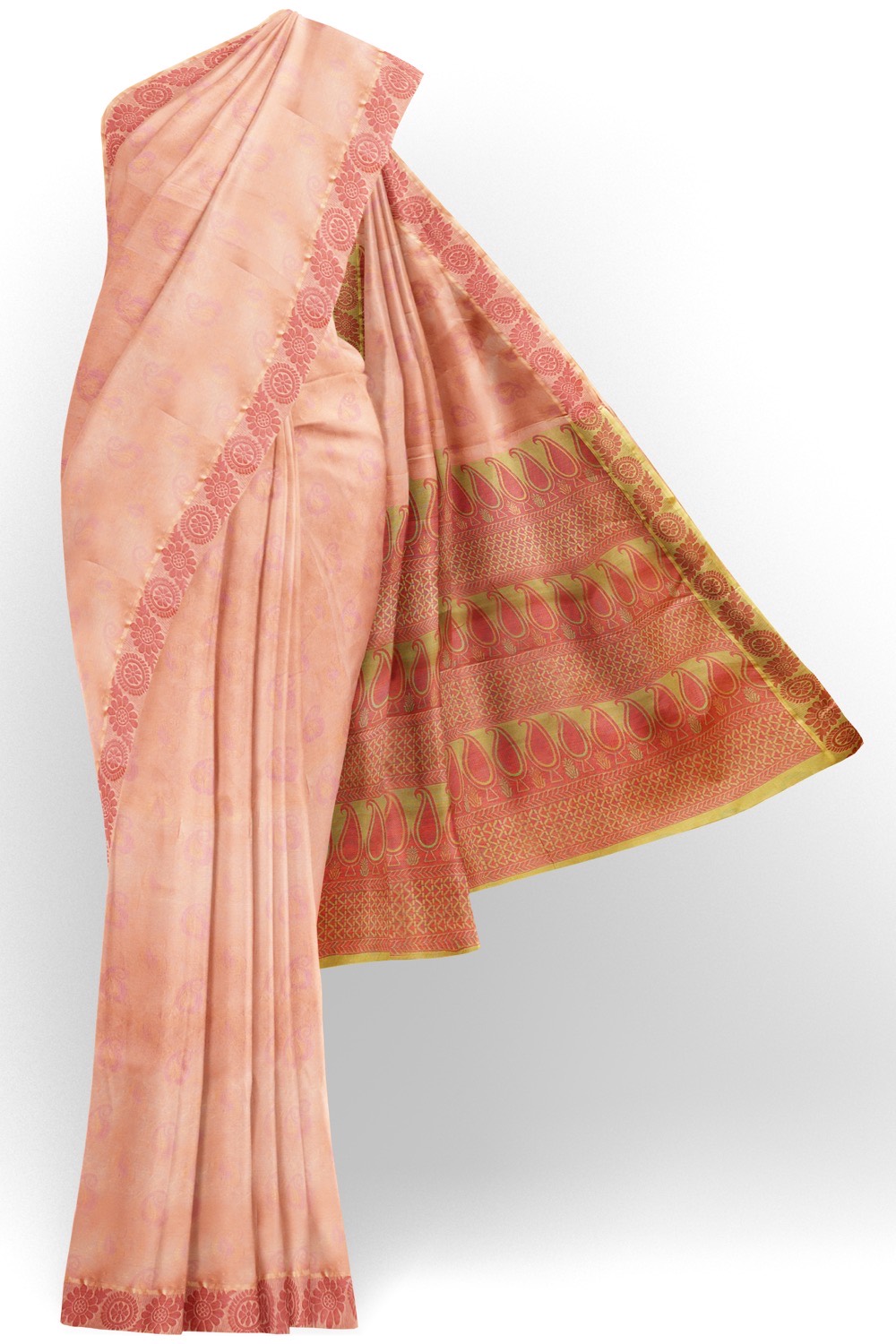 sri kumaran stores coimbatore cotton saree dual shade of pink and orange with thread woven border 120221213