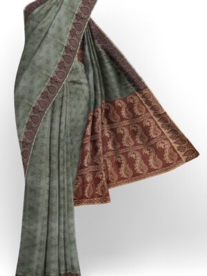 sri kumaran stores coimbatore cotton saree grey and maroon saree with thread woven border 120221213