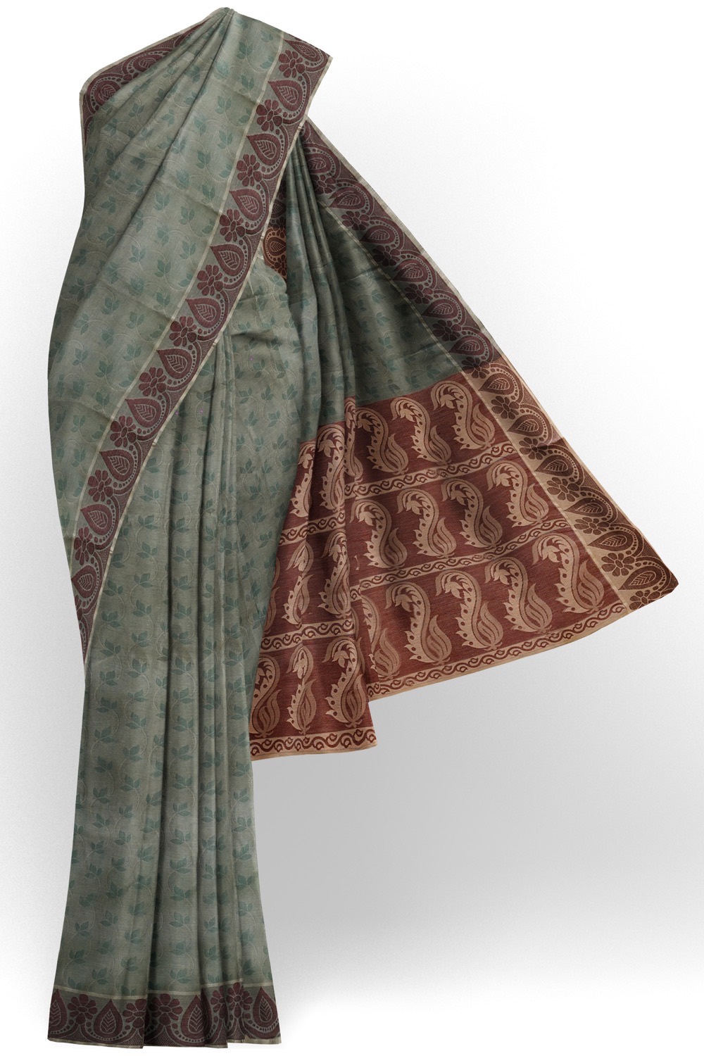 sri kumaran stores coimbatore cotton saree grey and maroon saree with thread woven border 120221213