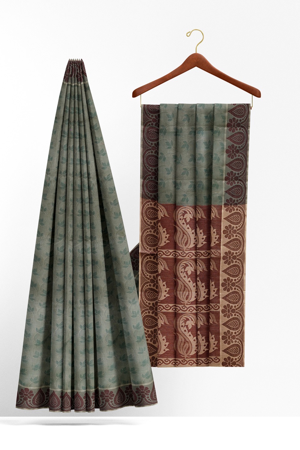 sri kumaran stores coimbatore cotton saree grey and maroon saree with thread woven border 220221213