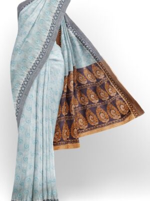 sri kumaran stores coimbatore cotton saree light blue saree with dark blue thread woven border 120221213