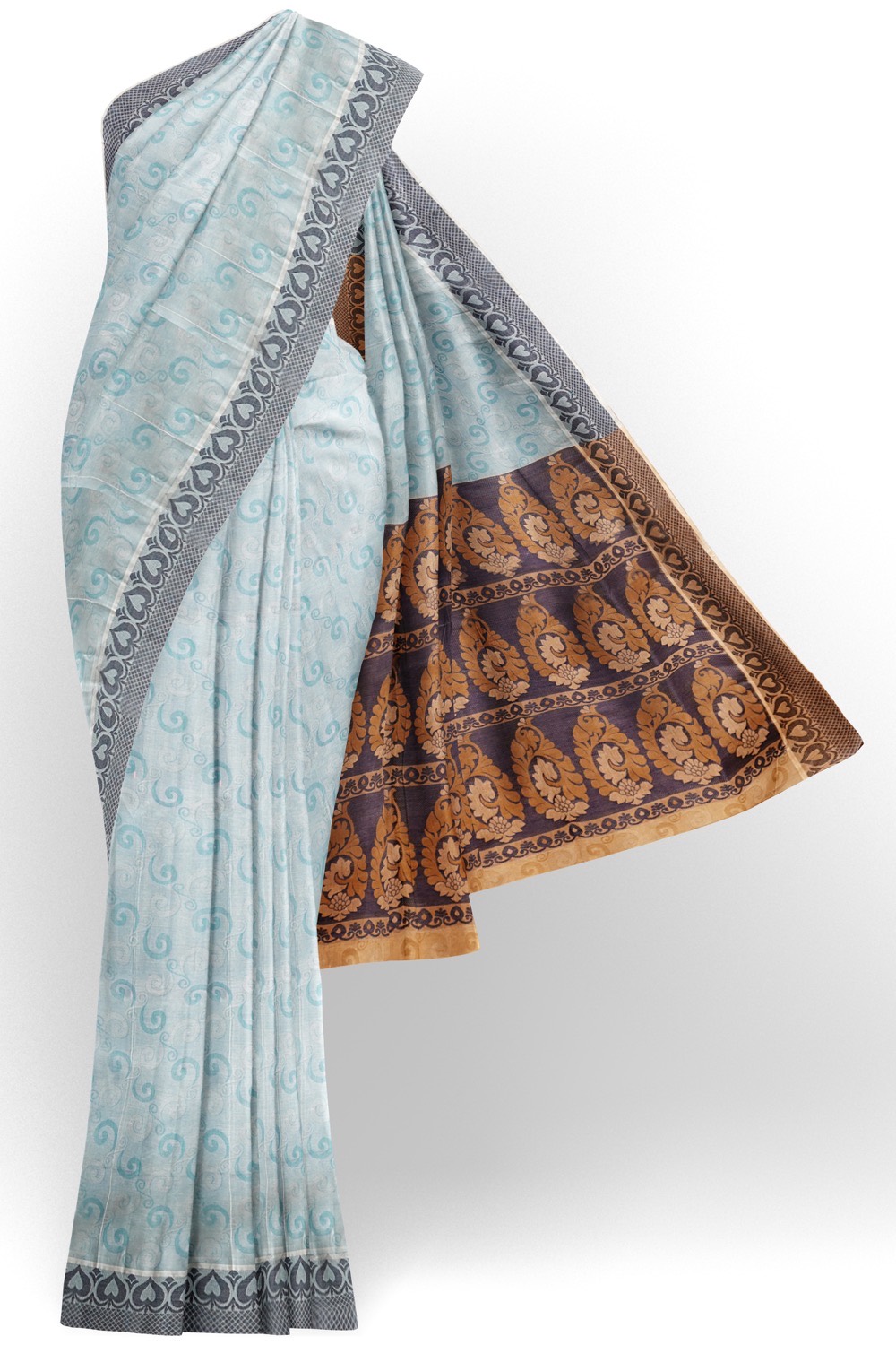 sri kumaran stores coimbatore cotton saree light blue saree with dark blue thread woven border 120221213