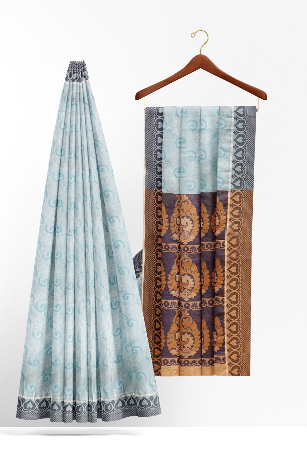 sri kumaran stores coimbatore cotton saree light blue saree with dark blue thread woven border 220221213