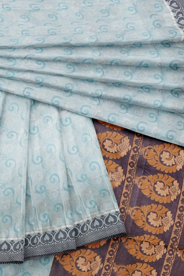 sri kumaran stores coimbatore cotton saree light blue saree with dark blue thread woven border 420221213
