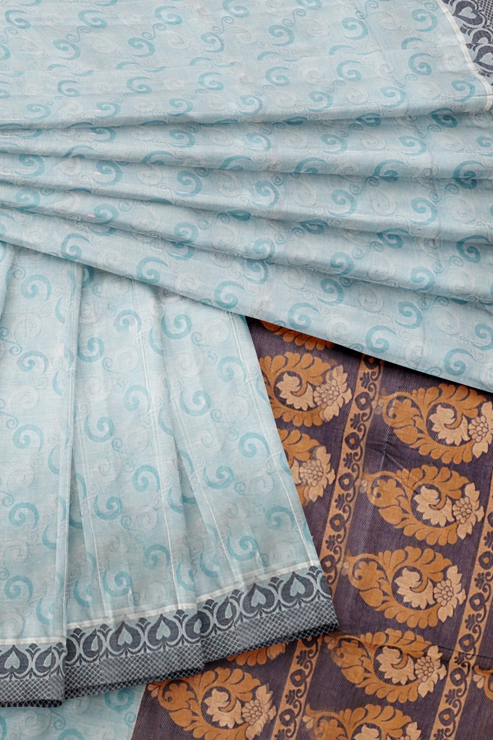 sri kumaran stores coimbatore cotton saree light blue saree with dark blue thread woven border 420221213