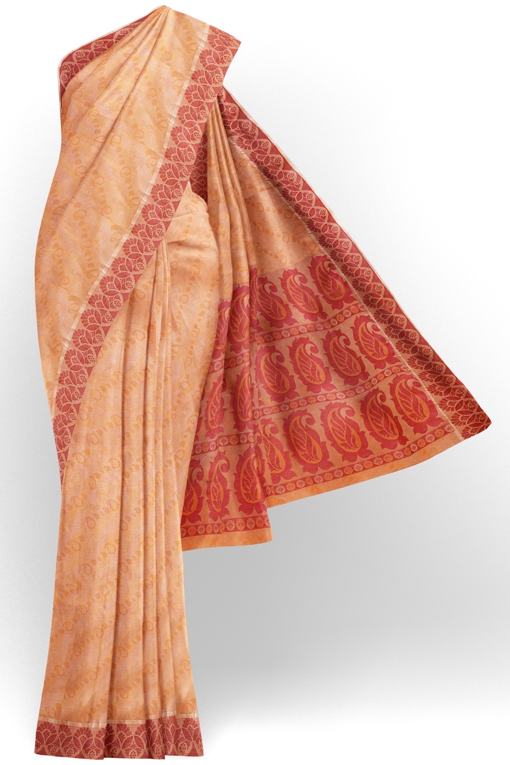 sri kumaran stores coimbatore cotton saree light orange saree with red thread woven border 120221213
