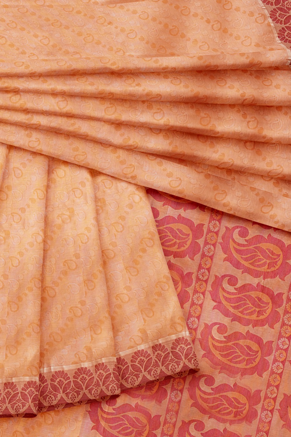 sri kumaran stores coimbatore cotton saree light orange saree with red thread woven border 420221213