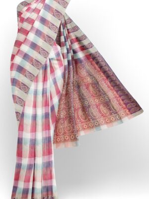 sri kumaran stores coimbatore cotton saree multi color checks saree with thread woven border 120221213