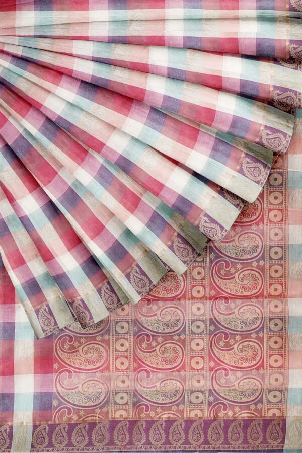 sri kumaran stores coimbatore cotton saree multi color checks saree with thread woven border 420221213