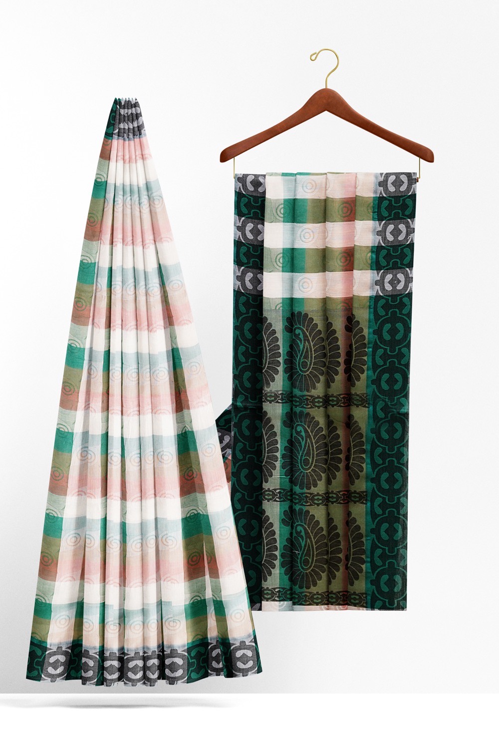 sri kumaran stores coimbatore cotton saree multi color strip saree with thread woven border 220221213