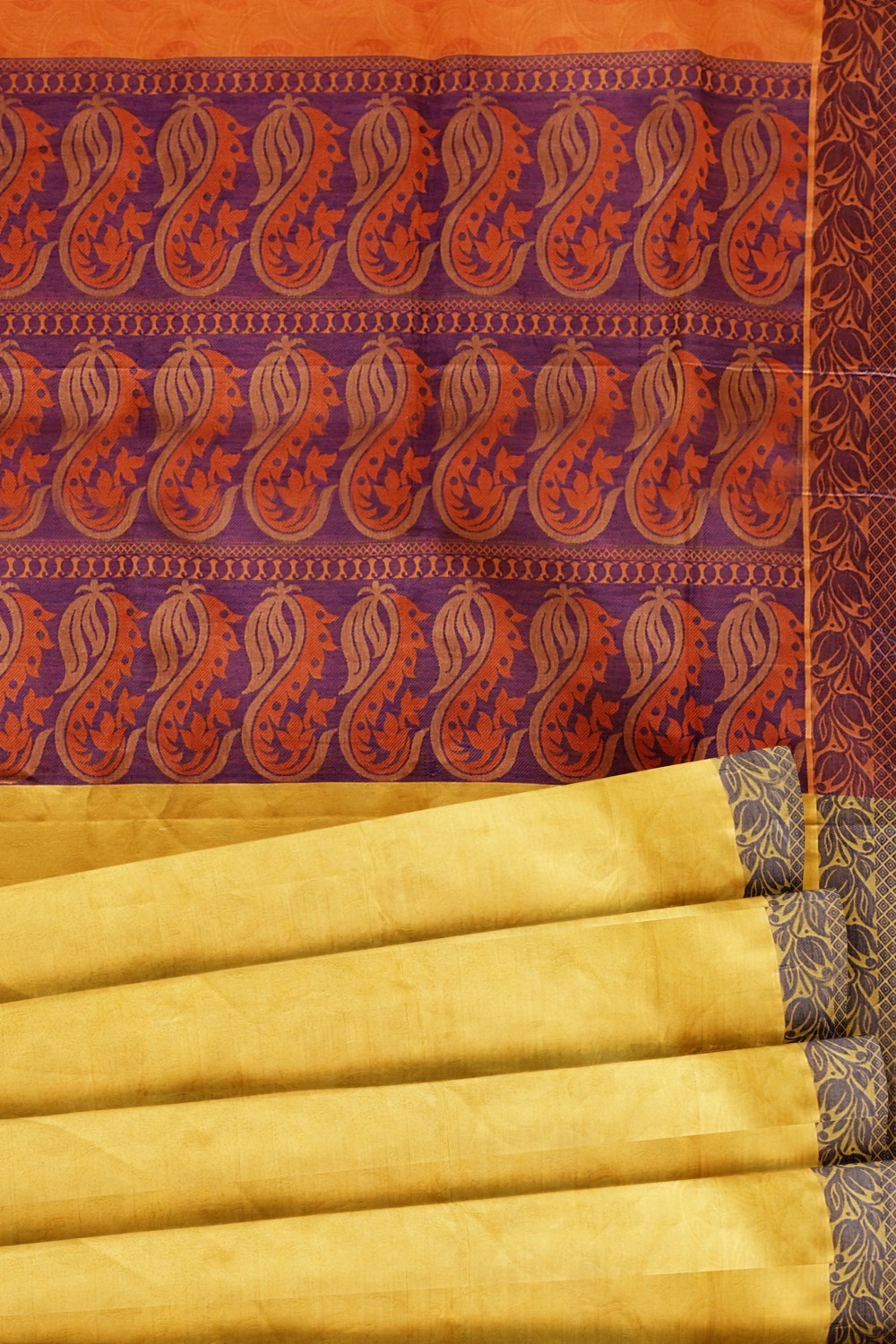 sri kumaran stores coimbatore cotton saree mustard saree with purple thread woven border 520221213