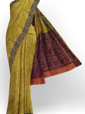sri kumaran stores coimbatore cotton saree olive green saree with thread woven border 120221213