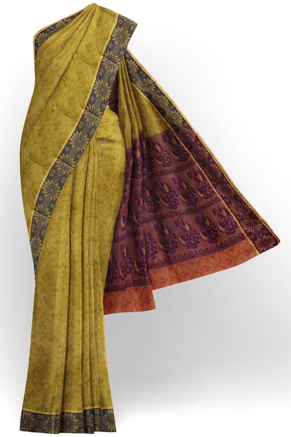 sri kumaran stores coimbatore cotton saree olive green saree with thread woven border 120221213