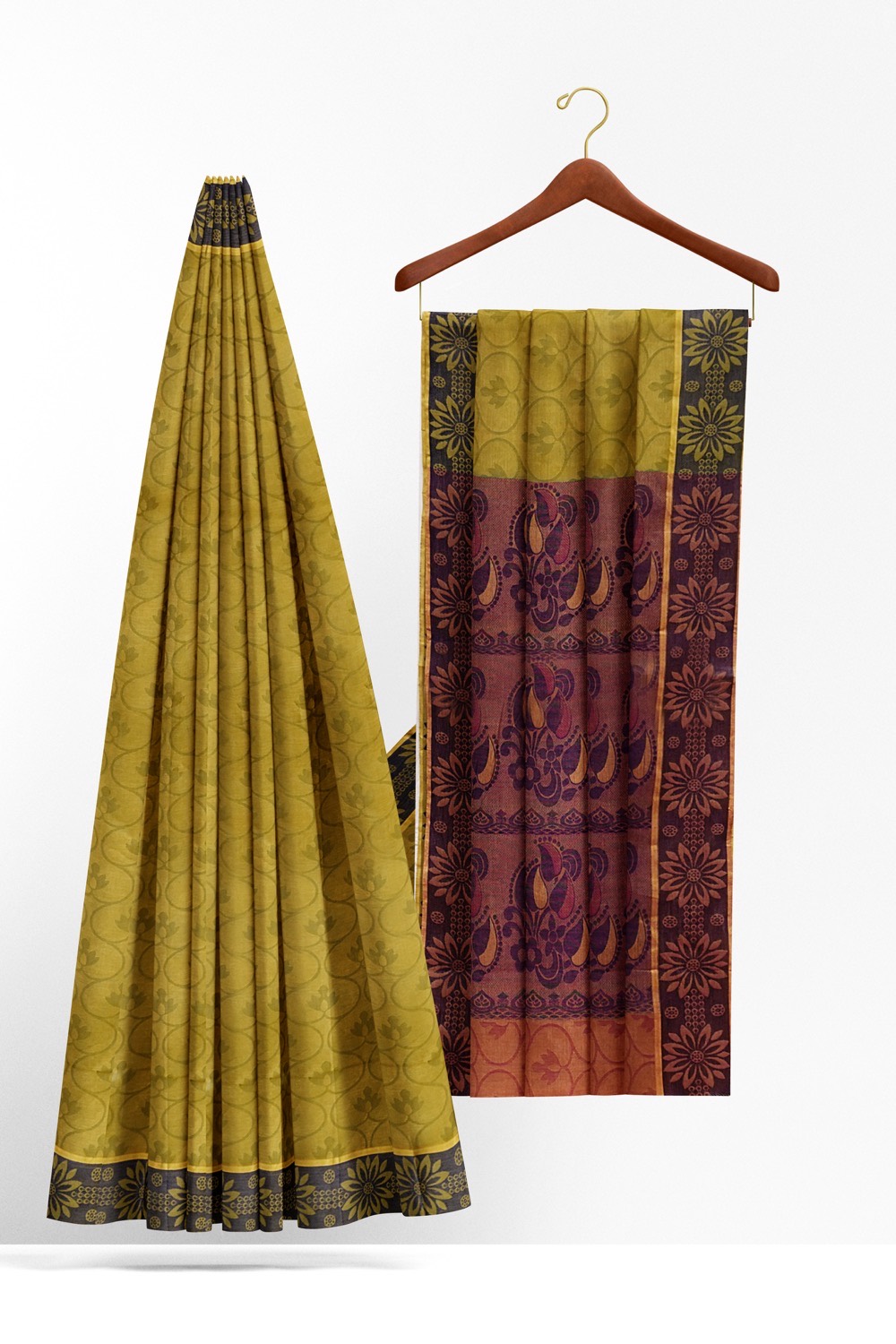 sri kumaran stores coimbatore cotton saree olive green saree with thread woven border 220221213