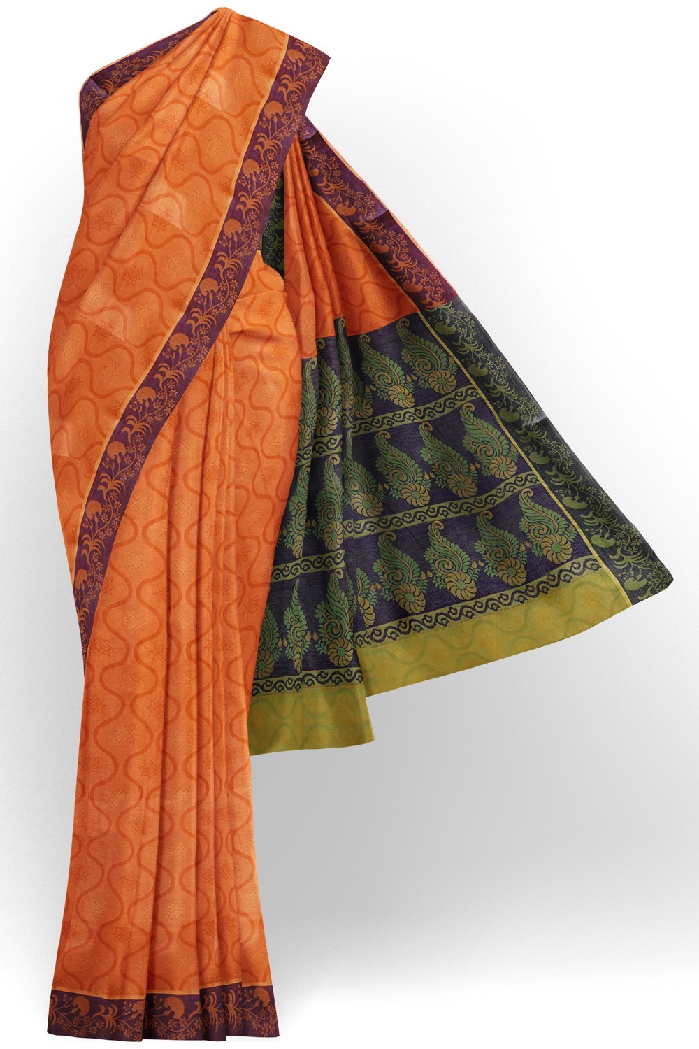 sri kumaran stores coimbatore cotton saree orange saree with dark blue border 120221213