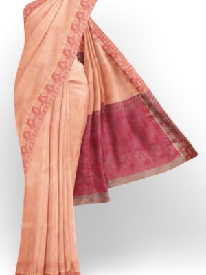sri kumaran stores coimbatore cotton saree pinkish orange saree with thread woven border 120221213