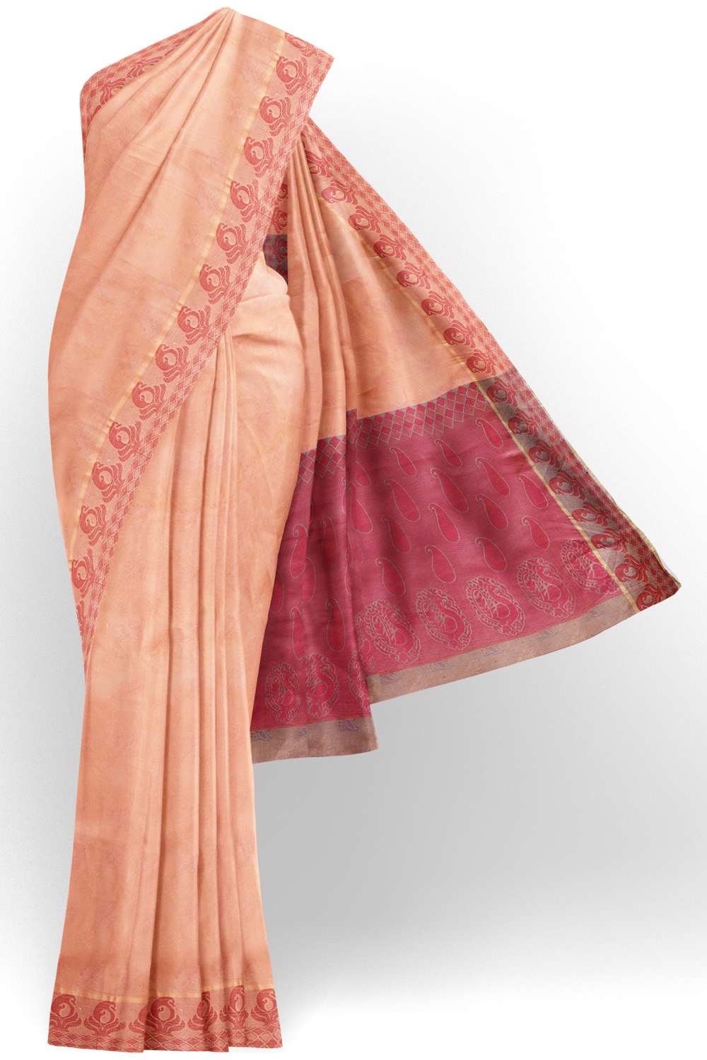 sri kumaran stores coimbatore cotton saree pinkish orange saree with thread woven border 120221213
