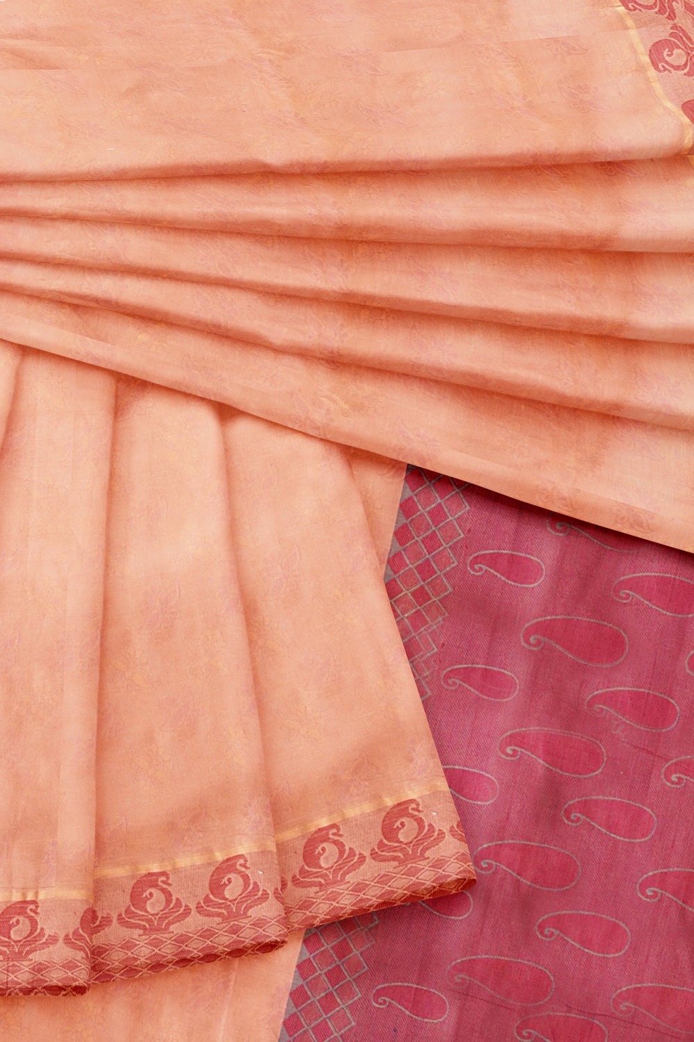 sri kumaran stores coimbatore cotton saree pinkish orange saree with thread woven border 420221213