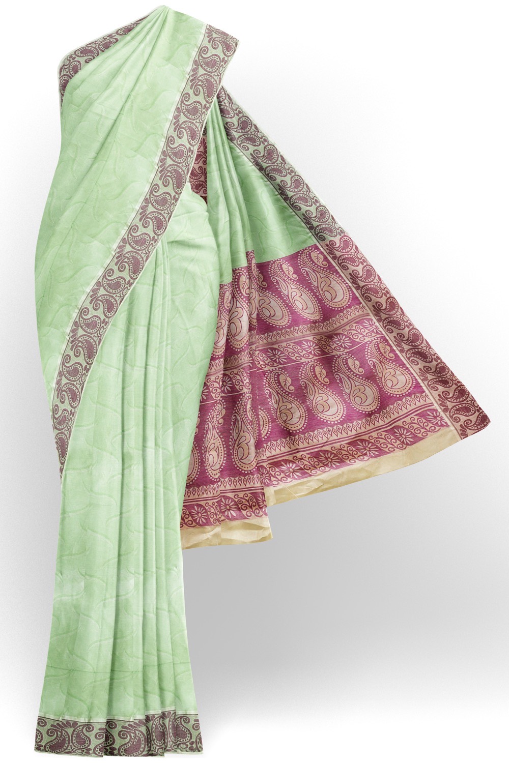 sri kumaran stores coimbatore cotton saree pista green and purple saree with thread woven border 120221213