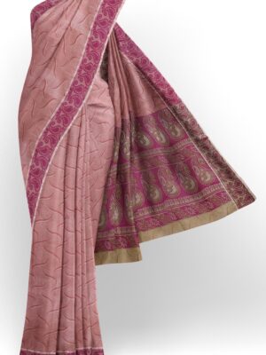 sri kumaran stores coimbatore cotton saree self emboss pink saree with thread woven border 120221213