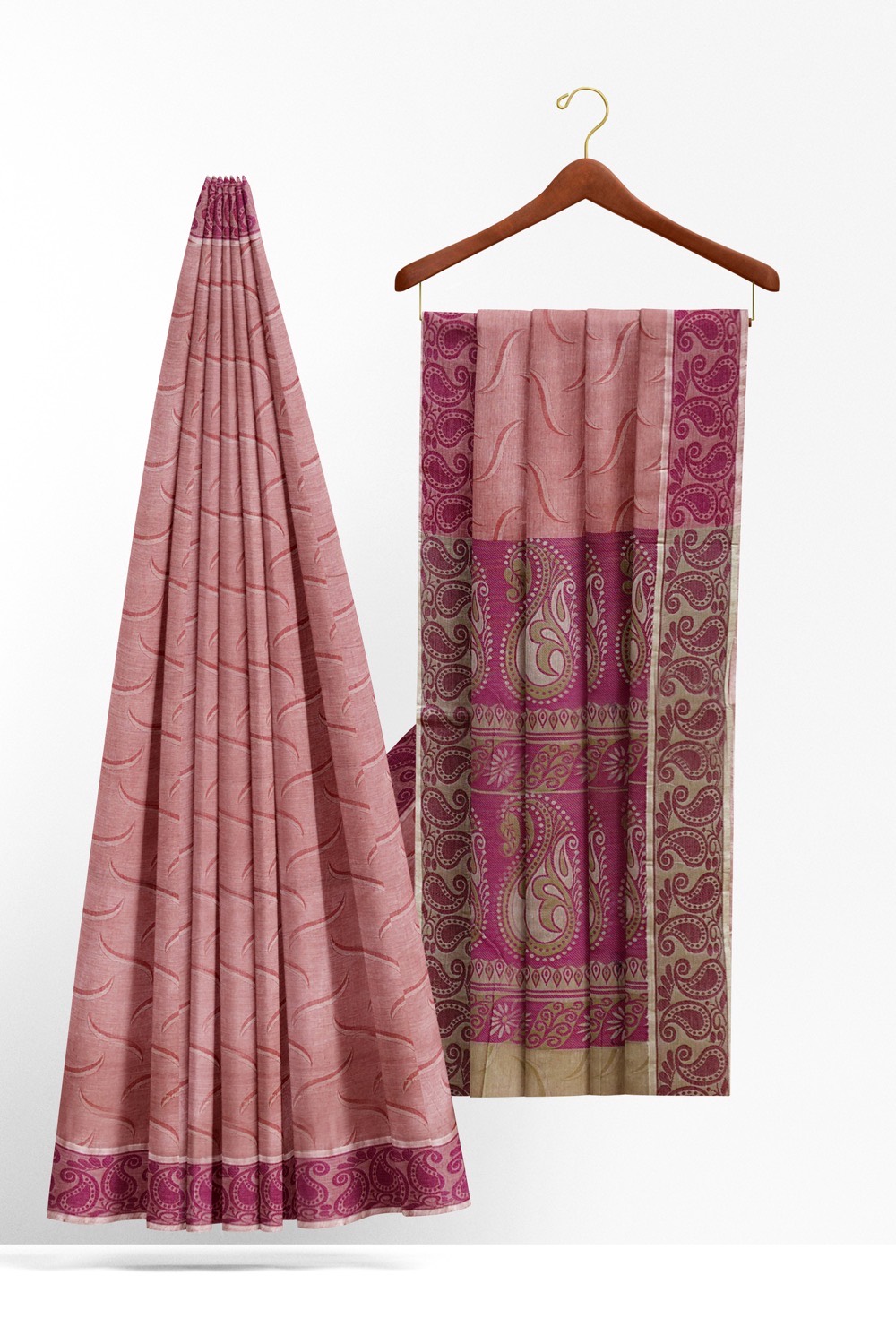 sri kumaran stores coimbatore cotton saree self emboss pink saree with thread woven border 220221213