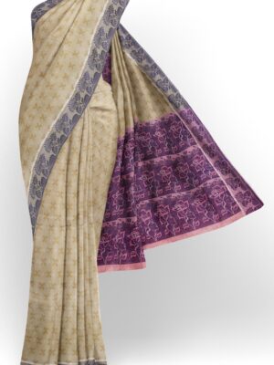 sri kumaran stores coimbatore cotton saree tan color saree with thread woven purple border 120221213