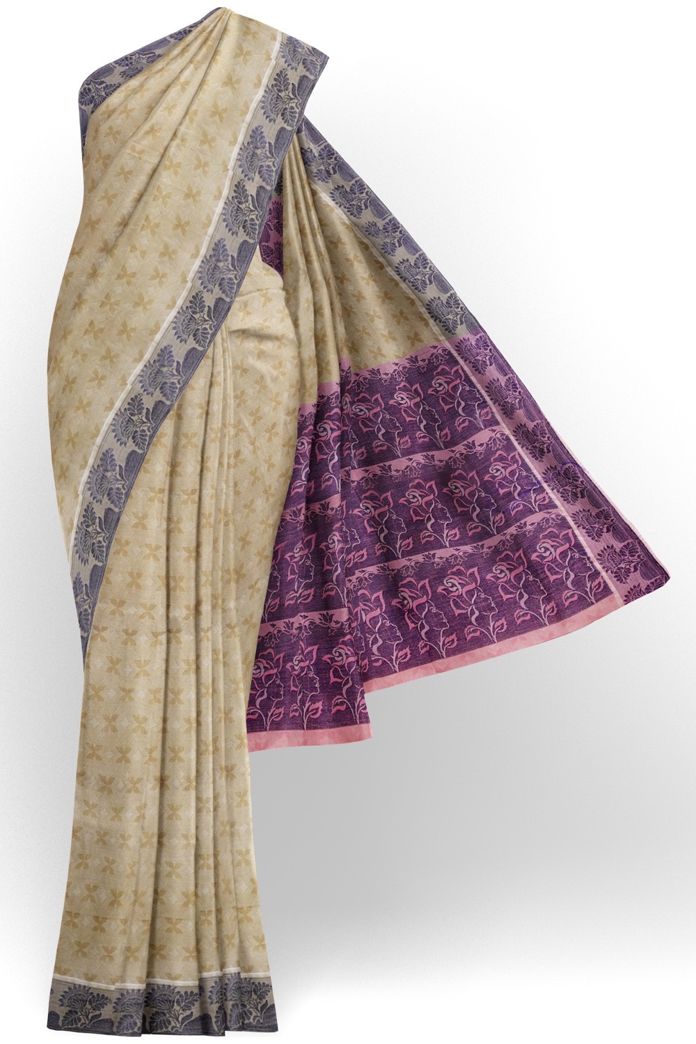 sri kumaran stores coimbatore cotton saree tan color saree with thread woven purple border 120221213