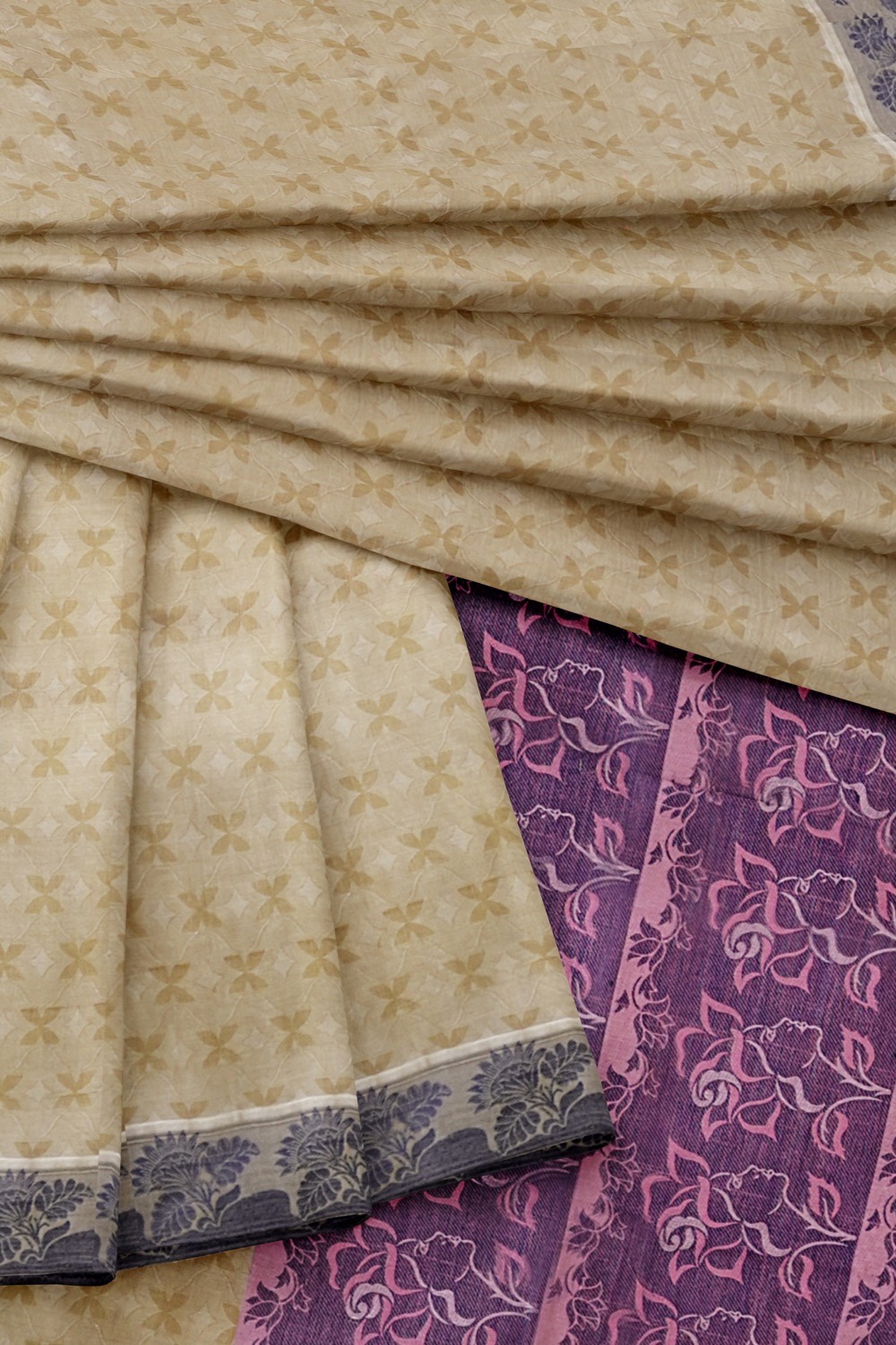 sri kumaran stores coimbatore cotton saree tan color saree with thread woven purple border 420221213