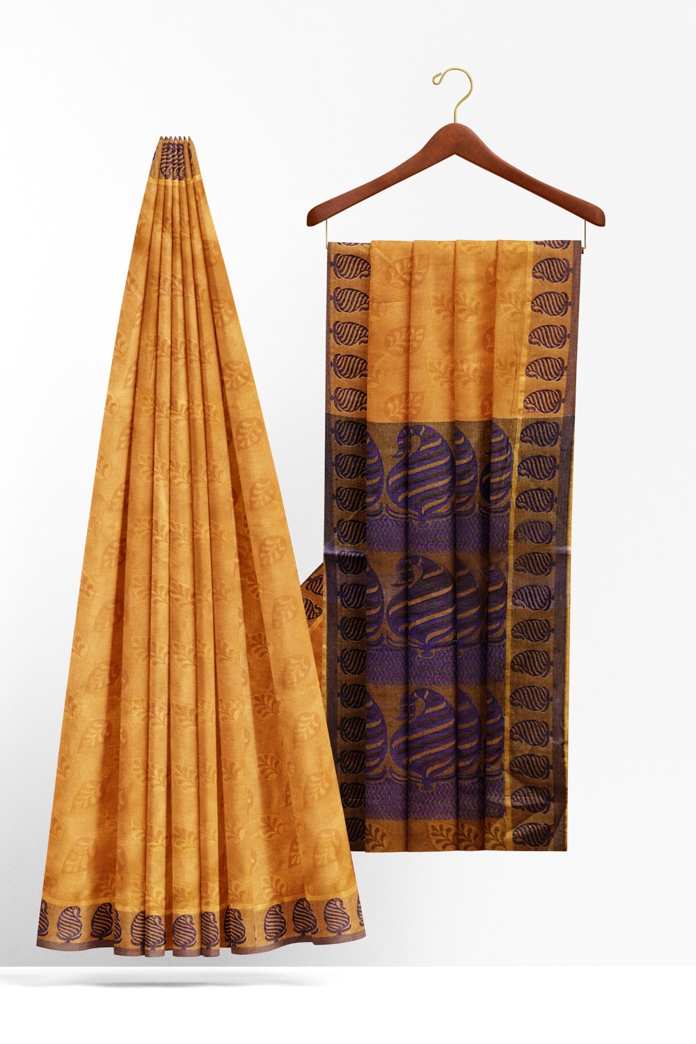 sri kumaran stores coimbatore cotton saree tawny brown saree with thread woven border 220221213