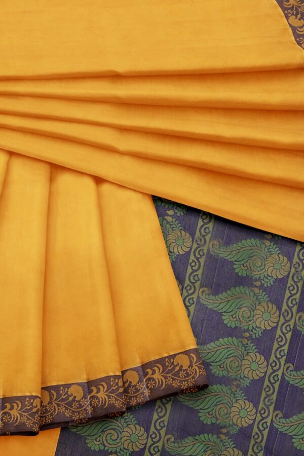 sri kumaran stores coimbatore cotton saree yellow saree with thread woven purple border 420221213