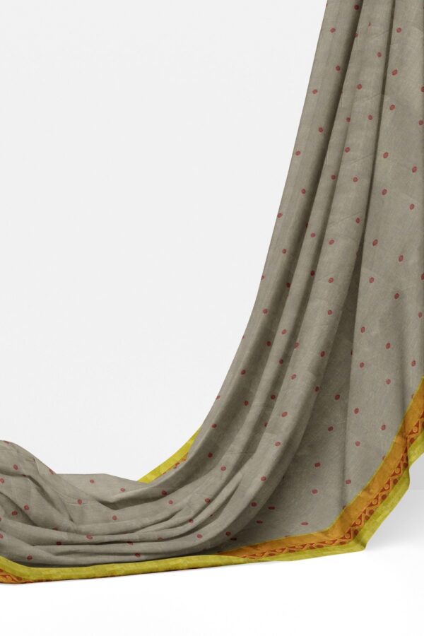 sri kumaran stores kora cotton saree ash colour saree with green border 3