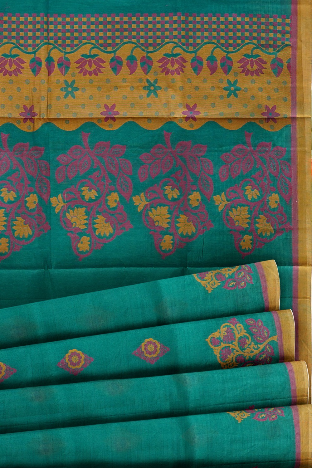 sri kumaran stores kora cotton saree blue saree with golden border 5