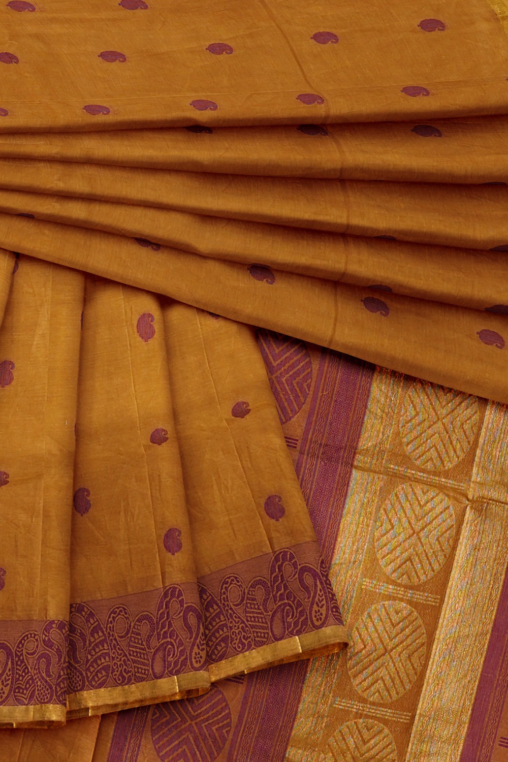 sri kumaran stores kora cotton saree brown saree with pink border 4