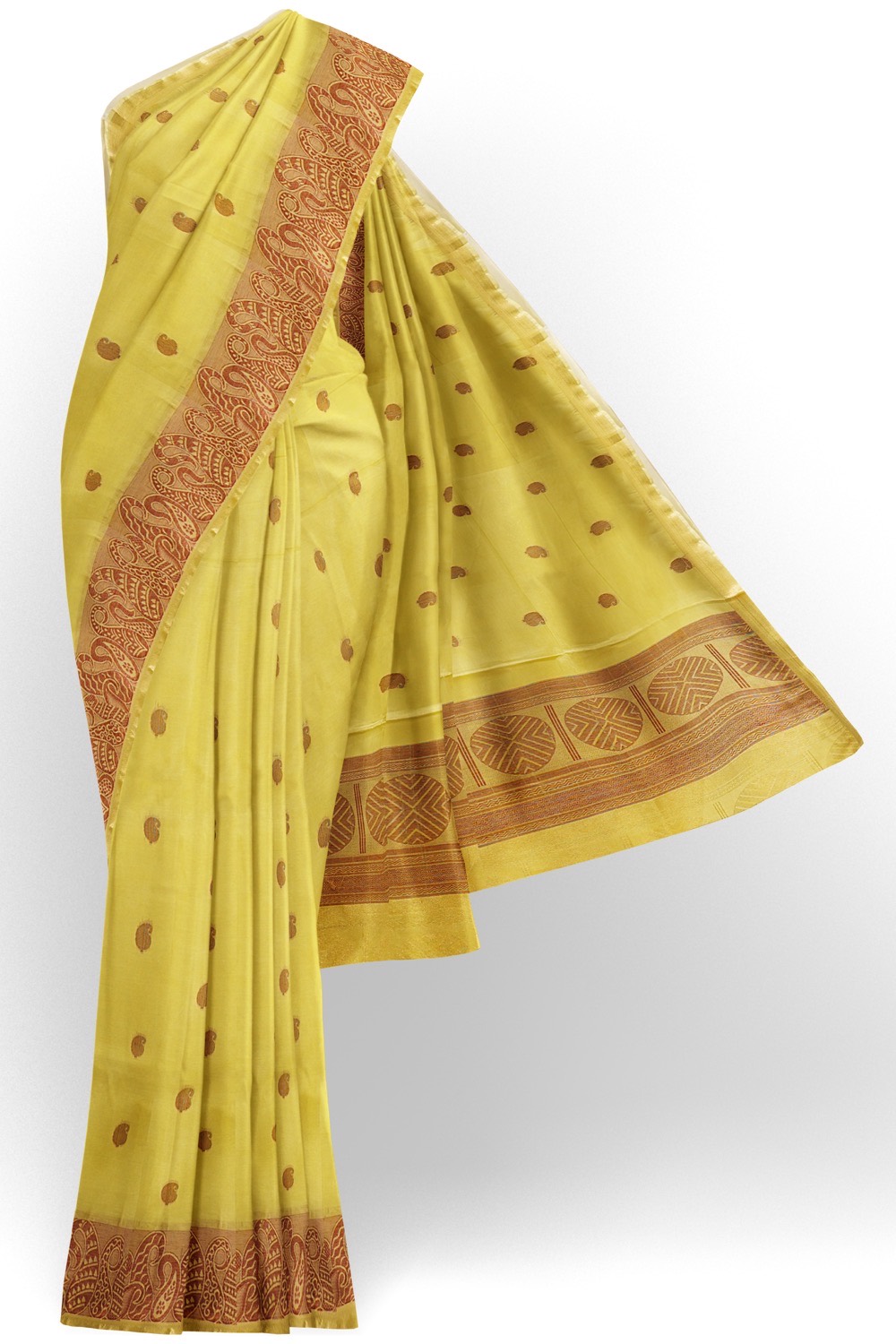 sri kumaran stores kora cotton saree cream colour saree with brown border 1