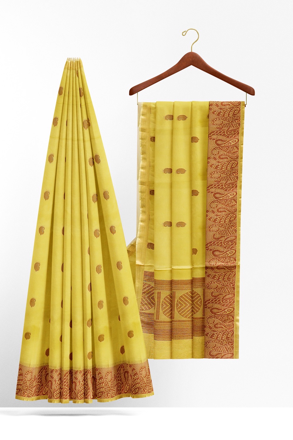 sri kumaran stores kora cotton saree cream colour saree with brown border 2