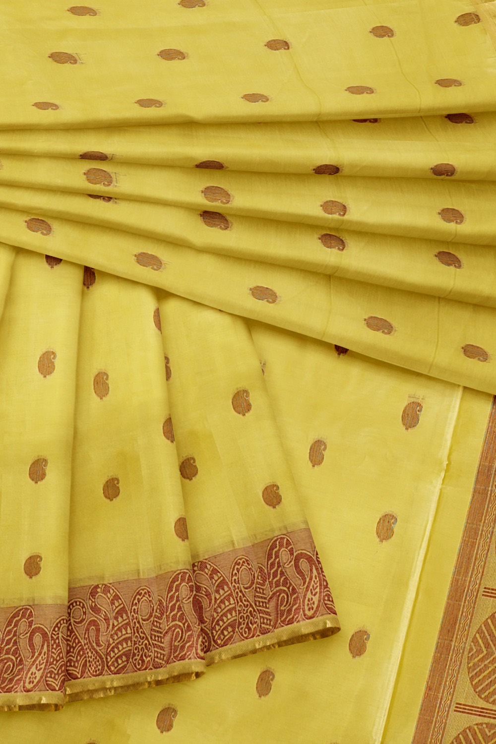 sri kumaran stores kora cotton saree cream colour saree with brown border 4