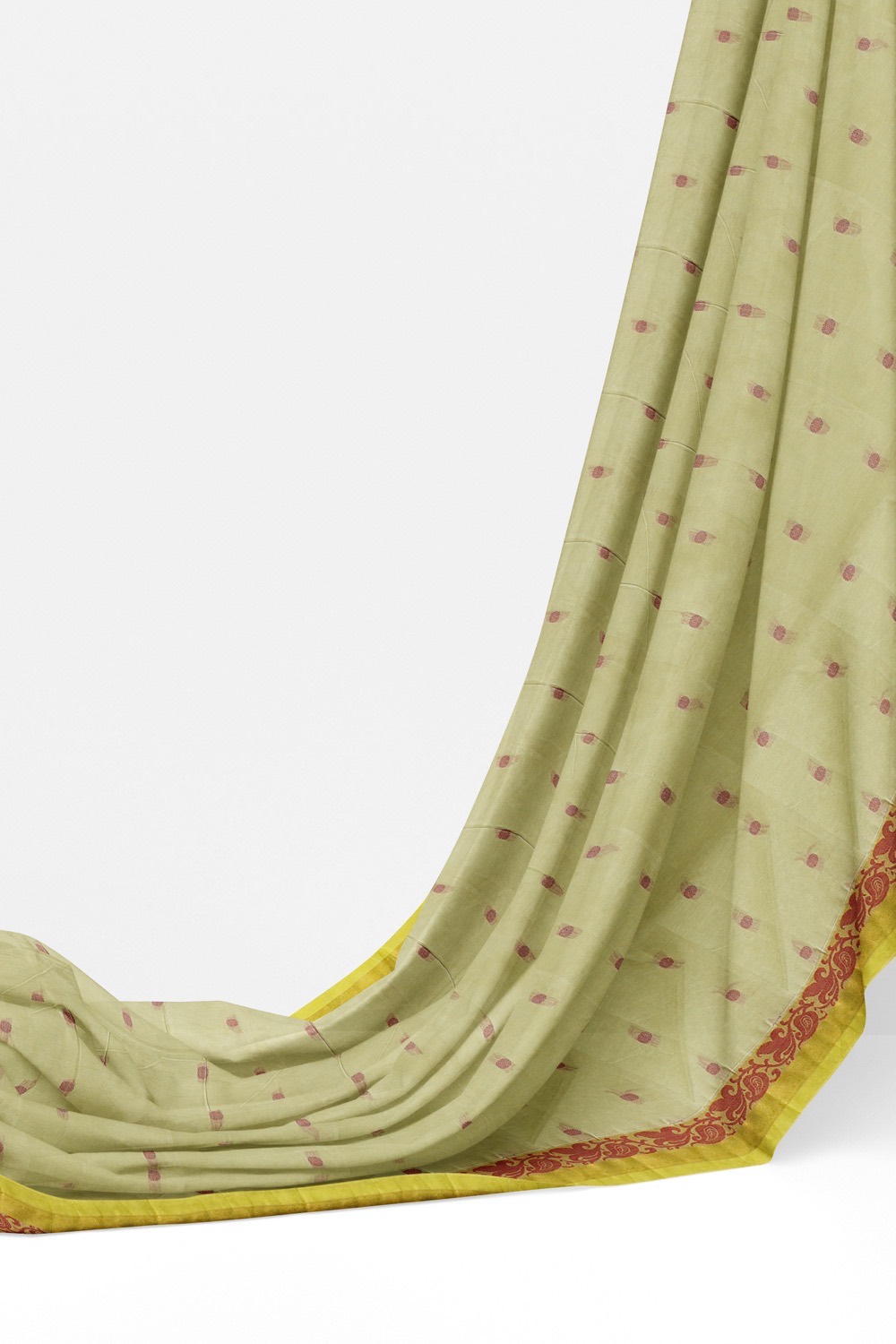 sri kumaran stores kora cotton saree cream colour saree with yellow border 3