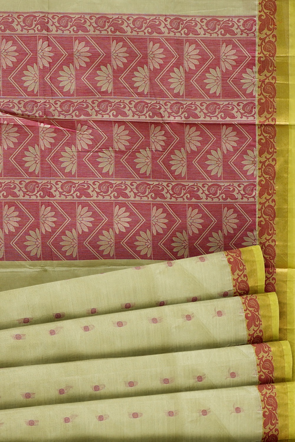sri kumaran stores kora cotton saree cream colour saree with yellow border 5
