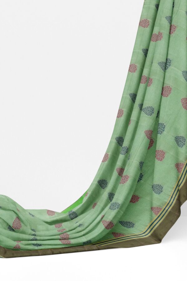 sri kumaran stores kora cotton saree light green saree with black border 3