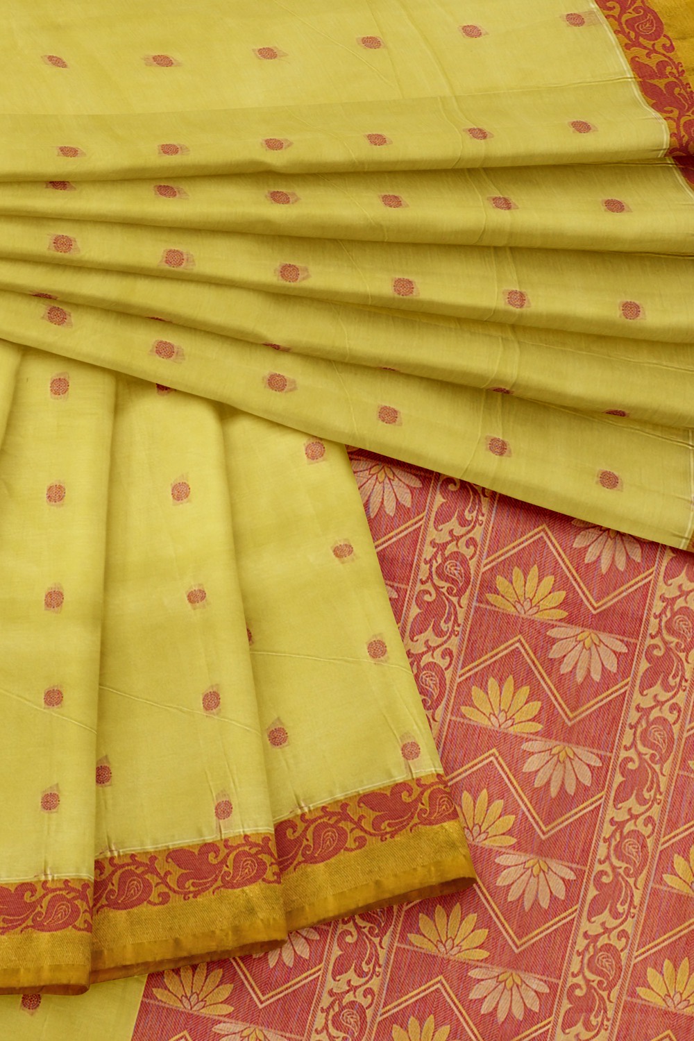 sri kumaran stores kora cotton saree light green saree with floral border 4