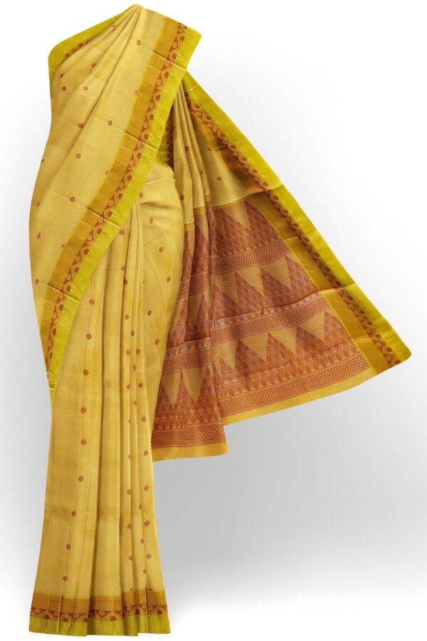 sri kumaran stores kora cotton saree light greenish saree with green border 1