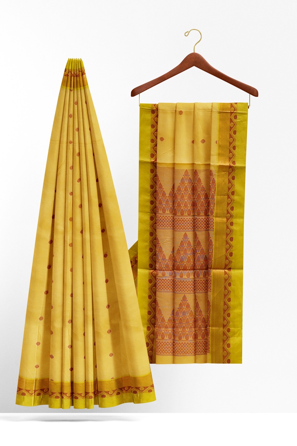 sri kumaran stores kora cotton saree light greenish saree with green border 2