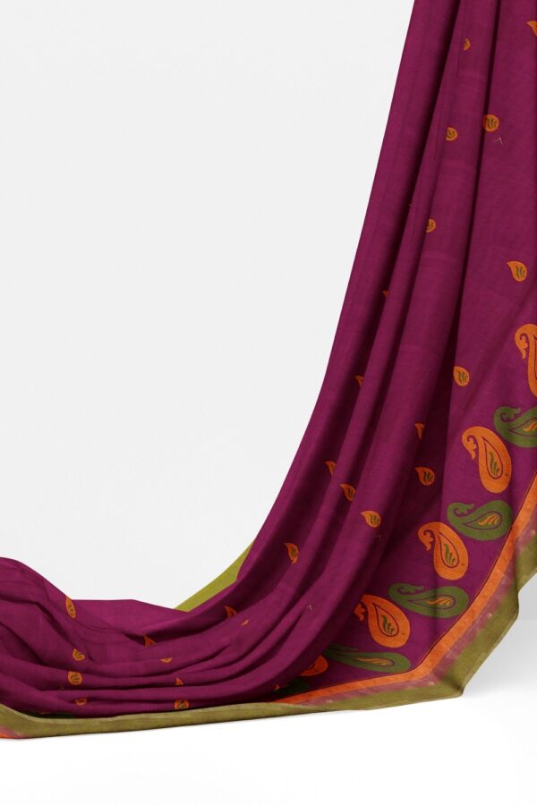 sri kumaran stores kora cotton saree pink saree with green border 3