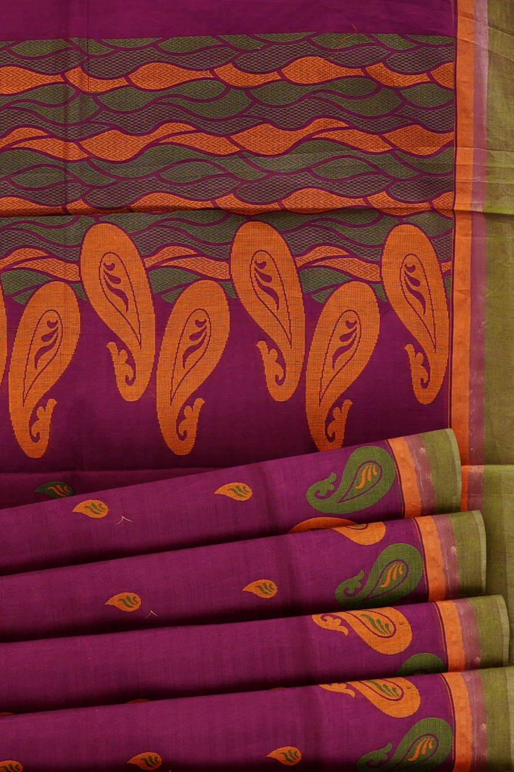 sri kumaran stores kora cotton saree pink saree with green border 5