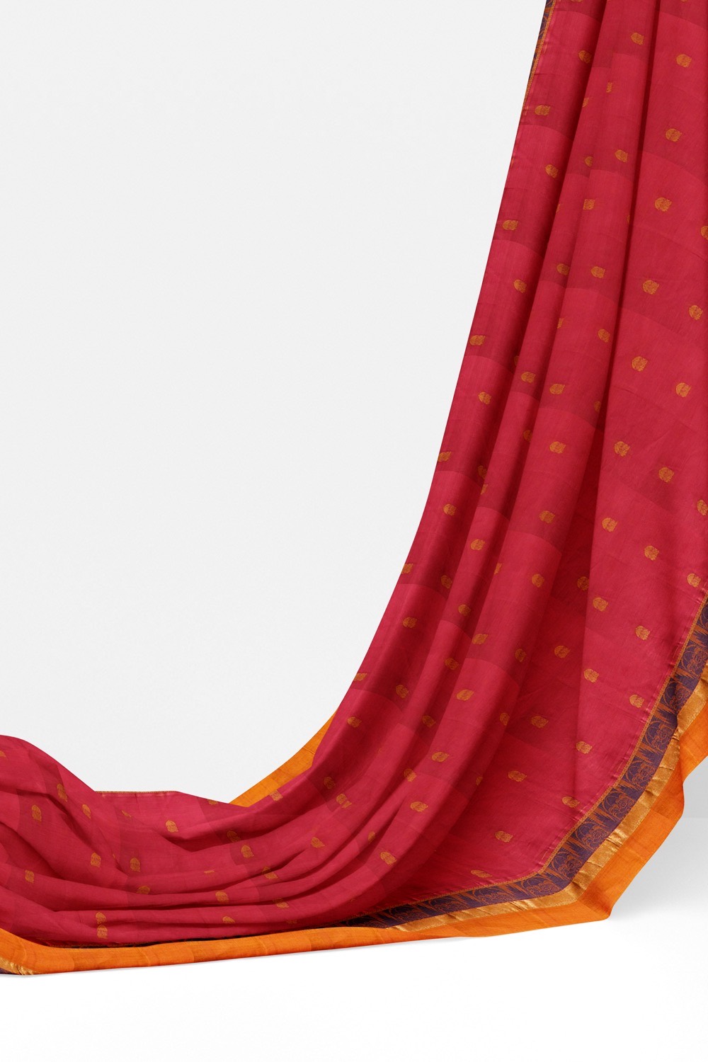 sri kumaran stores kora cotton saree pink saree with orange border 3