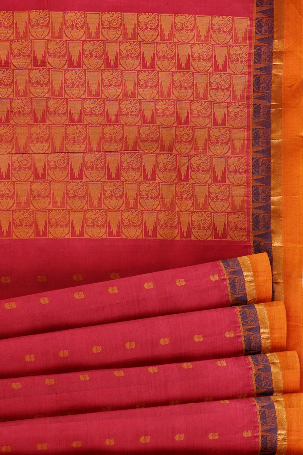 sri kumaran stores kora cotton saree pink saree with orange border 5
