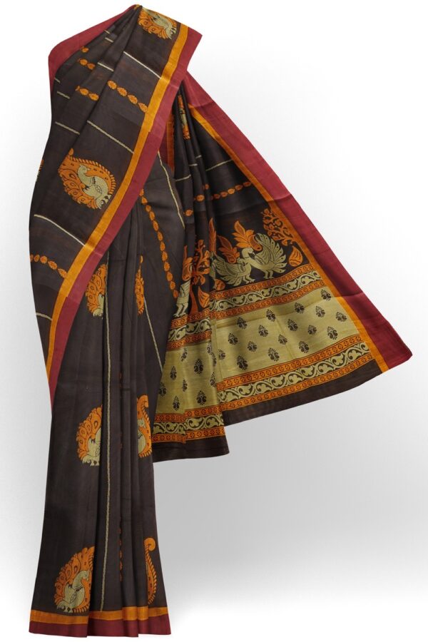 sri kumaran stores kora cotton saree pinkish blue saree with orange and pink border 1