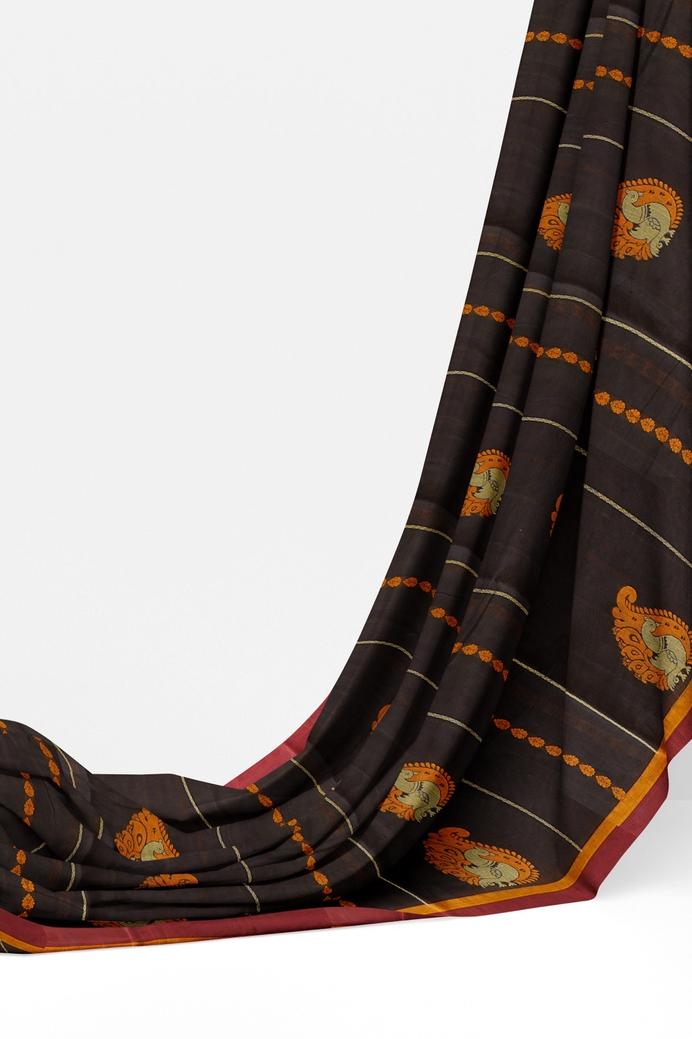 sri kumaran stores kora cotton saree pinkish blue saree with orange and pink border 3