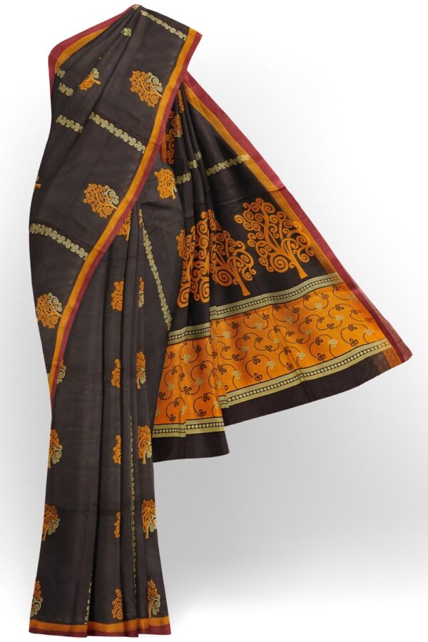 sri kumaran stores kora cotton saree pinkish blue saree with pink border 1