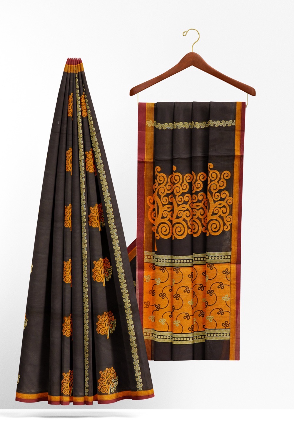 sri kumaran stores kora cotton saree pinkish blue saree with pink border 2